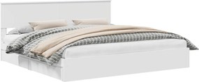 vidaXL Pat cu storage cu headboard Alb 200 x 200 cm Lemn compozit