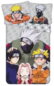 Lenjerie de pat pentru copii din bumbac pentru pat de o persoană 140x200 cm Naruto "Grey" – Jerry Fabrics