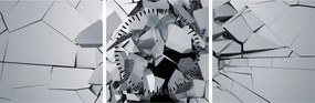Tablou abstracție 3D (cu ceas) (90x30 cm)