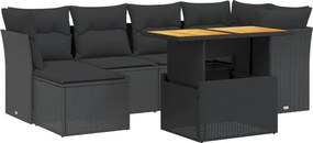 vidaXL Set canapele de grădină cu perne, 7 piese, negru, poliratan