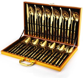 Set tacamuri din inox 36 piese, pentru 12 persoane TRENDY’S, luxury edition, gold