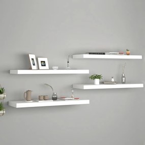 vidaXL Rafturi de perete, 4 buc., alb, 80 x 23,5 x 3,8 cm, MDF