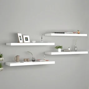 vidaXL Rafturi de perete, 4 buc., alb, 80 x 23,5 x 3,8 cm, MDF