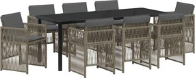 vidaXL Set de masă pentru grădină 9 pcs Gri Oțel vopsit electrostatic