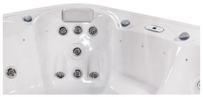 Minipiscina alb lucios cu LED si sistem audio, 6 persoane, 215x215 cm, Wellis, Venus
