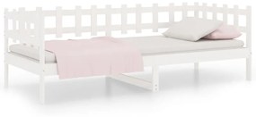 820752 vidaXL Pat de zi, alb, 80x200 cm, lemn masiv de pin