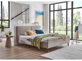 Pat matrimonial bej tapițat cu somieră 180x200 cm Piano – Meise Möbel