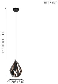 Eglo 49997 - Lustră pe cablu CARLTON 1xE27/60W/230V