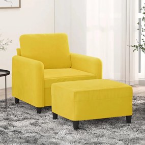 vidaXL Fotoliu canapea cu taburet, galben, 60 cm, catifea