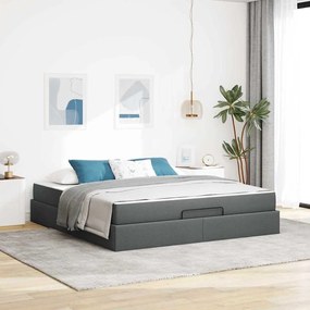 vidaXL Cadru de pat Altele cu depozitare Gri închis 180 x 200 cm țesătură