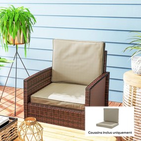 Outsunny Set de 2 perne pentru scaun perne de șezut cu huse detașabile perne matlasate umplutură din spumă poliester kaki | Aosom Romania