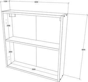Corp Baie Teno, Suspendat, Alb, cu oglinzi, 60 x 13 x 60 cm