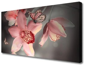 Tablou pe panza canvas Flori Floral Roz Gri