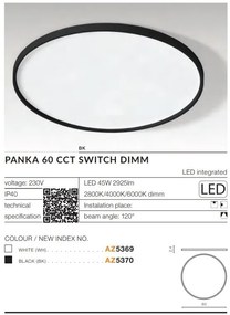 Plafoniera slim LED dimabil, protectie IP40 PANKA 60 CCT negru