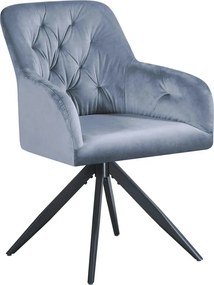 Scaun rotativ MAX, albastru deschis/negru, stofa catifelata/metal, 61x