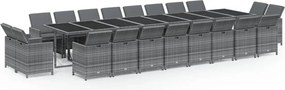 vidaXL Set mobilier de grădină cu perne, 21 piese, gri, poliratan