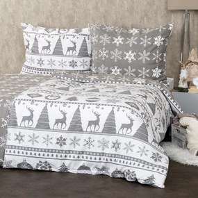 Lenjerie de pat din bumbac flanelCrăciun 4Home Christmas Time, gri, 140 x 200 cm, 70 x 90 cm