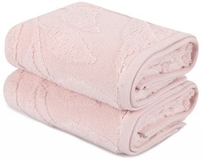 Set 2 Prosoape de Baie / Fata Estela, 50x90 cm, 100% Micro Bumbac, 450 gsm, Roz Pudra