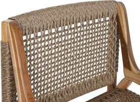 Scaun lounge cu brațe din lemn masiv de teak cu șezut și spătar împletite din fibră naturală, 65×62×72 cm, „Nairobi" |
