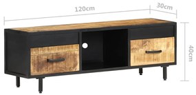 Comoda TV, 120x30x40 cm, lemn de mango nefinisat