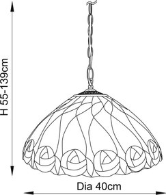 Endon 64176 - Lustră pe lanț Tiffany HUTCHINSON 1xE27/60W/230V Ø 40 cm