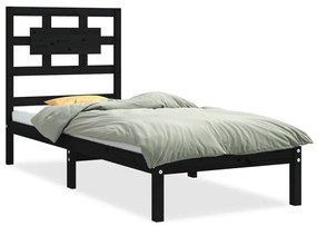 3105629 vidaXL Cadru de pat mic single, negru, 75x190 cm, lemn masiv