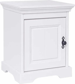 Noptieră lemn masiv alb Amelia 1 compartiment, 45 × 38 × 55 cm