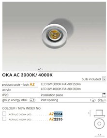 Spot LED incastrat tavan/plafon OKA AC 4000K acrilic