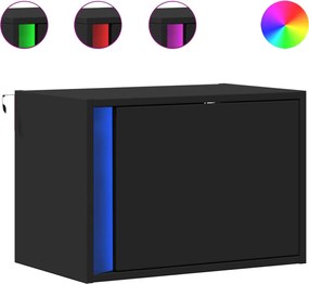 vidaXL Noptieră montată pe perete cu lumini LED, negru