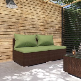 3101396 vidaXL Set mobilier relaxare grădină cu perne 2 piese maro poliratan