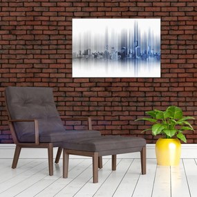 Tablou - Panorama orașului, albastru-gri (90x60 cm)
