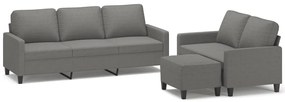 3153730 vidaXL Set de canapele cu perne, 3 piese, gri închis, textil