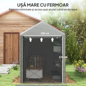 Outsunny Garaj pentru Motociclete în Aer Liber cu Intrare cu Fermoar, Cort Garaj pentru Biciclete, 120x179x165 cm, Gri | Aosom Romania