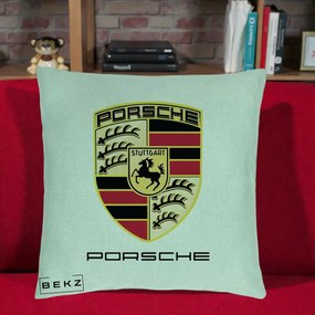 Perna Personalizata Porsche Stuttgart, 40x40 cm, Verde Menta, Husa Detasabila, Perna Inclusa, BEKZ®