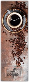 Ceas de perete din sticlă Styler First Coffee, 20 x 60 cm