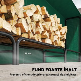 Outsunny Suport Lemne de 1m³ Reglabil cu Acoperire Impermeabilă 300x36x99 cm | Aosom Romania