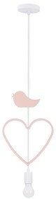 Lustră pentru copii HEART pe cablu 1xE27/20W/230V roz/alb
