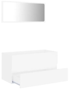 Set mobilier de baie, 2 piese, alb, PAL Alb, Dulap pentru chiuveta + oglinda, 1