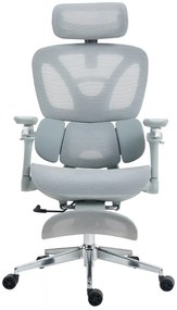 METACHAIR DORO Scaun ergonomic, cotiere 6D, suport lombar dinamic, spătar reglabil înălțime, tetieră 2D, suport picioare, mecanism multifunctional inclinare/blocare, pivotant, Mesh, Gri