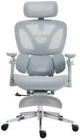 METACHAIR DORO Scaun ergonomic, cotiere 6D, suport lombar dinamic, spătar reglabil înălțime, tetieră 2D, suport picioare, mecanism multifunctional inclinare/blocare, pivotant, Mesh, Gri