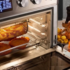 Friteuza cuptor cu aer cald Ariete 4629/11, 1700W, 25 L, 15 programe, Pana la 230°C, Afisaj digital, Cos rotativ, Inox
