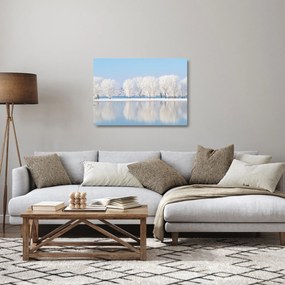 Tablou pe sticlă cu peisaj de iarnă (70x50 cm)