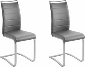 Set 2 scaune Pescara gri piele ecologica 42/56/102 cm