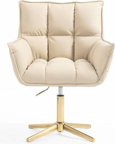 HR560CROSS Scaun Crem Piele Ecologica Premium Soft cu Bază Aurie