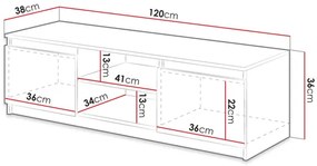 Dulap TV Zekazo (Negru grafit) (cu iluminat LED alb). 1106286