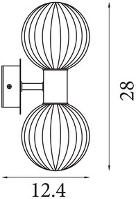 Aplica baie Protectie IP44 metal alama, sticla champagne Luminsphere 2Lt