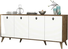 Comoda ELITE 1612, alb/stejar inchis, PAL melaminat, 180x45x80 cm