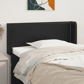 vidaXL Tăblie de pat cu aripioare negru 93x16x78/88 cm piele ecologică