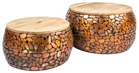 Set de 2 masute design unicat Stone Mosaic, cupru A-41432 VC