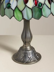 Lampa de masa din metal, cu abajur din sticla vitrata , "Bloom"